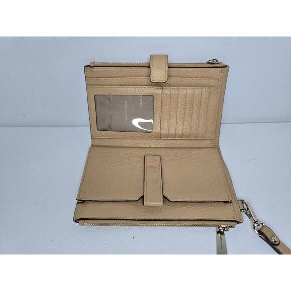 Michael Kors Adele Double-Zip Wristlet WALLET BEIGE Leather One Size - Picture 8 of 12